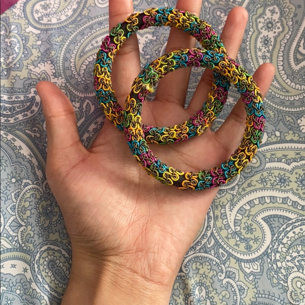 Colorful handmade bangle. Set of 2